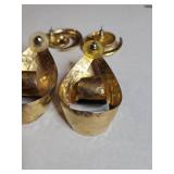 Designer Black Enamel and Gold Tone Earring Set