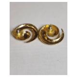 Designer Black Enamel and Gold Tone Earring Set