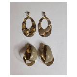 Gold Tone Geometric Hoop Earrings