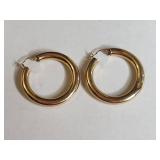 Three Pairs of Gold Tone Hoop Earrings Set