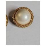 Faux Pearl and Gold Tone Earring Set