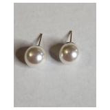 Faux Pearl and Gold Tone Earring Set