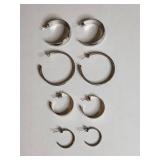 Silver Tone Wide Hoop Earrings Set