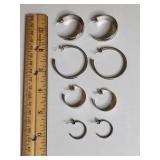 Silver Tone Wide Hoop Earrings Set