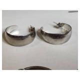 Silver Tone Wide Hoop Earrings Set