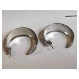 Silver Tone Wide Hoop Earrings Set