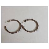 Silver Tone Wide Hoop Earrings Set