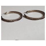 Silver Tone Wide Hoop Earrings Set
