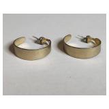 Silver Tone Wide Hoop Earrings Set