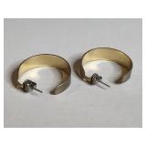 Silver Tone Wide Hoop Earrings Set