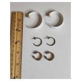 Hoop Earrings Set - White Iridescent and Metal