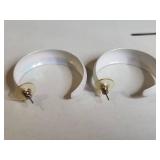 Hoop Earrings Set - White Iridescent and Metal