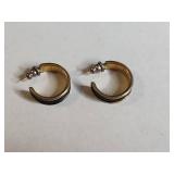 Hoop Earrings Set - White Iridescent and Metal