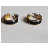 Hoop Earrings Set - White Iridescent and Metal