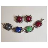 Multi-Color Moonstone and Pearl Jewelry Set