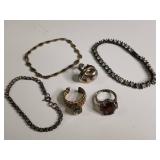 Mixed Jewelry Collection with Rhinestone Necklaces and Rings