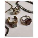 Mixed Jewelry Collection with Rhinestone Necklaces and Rings