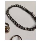 Mixed Jewelry Collection with Rhinestone Necklaces and Rings