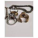 Mixed Jewelry Collection with Rhinestone Necklaces and Rings