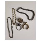 Mixed Jewelry Collection with Rhinestone Necklaces and Rings