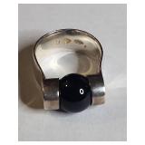 Silpada .925 Sterling Silver Black Onyx Band Ring 14g