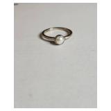 .925 Sterling Silver Pearl Solitaire Ring