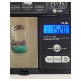 Silpada .925 Sterling Silver Turquoise Inlay Ring with Geometric Design 15g