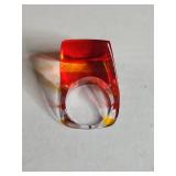 Red Lucite Statement Ring