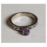 Silpada .925 Sterling Silver Amethyst Ring from India 3.4g
