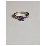 Silpada .925 Sterling Silver Amethyst Ring from India 3.4g