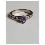 Silpada .925 Sterling Silver Amethyst Ring from India 3.4g
