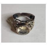 Silpada .925 Sterling Silver Celtic Knot Ring with Yellow Crystal 12.59g