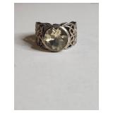 Silpada .925 Sterling Silver Celtic Knot Ring with Yellow Crystal 12.59g