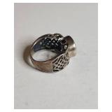 Silpada .925 Sterling Silver Celtic Knot Ring with Yellow Crystal 12.59g