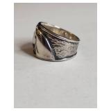 Silpada .925 Sterling Silver Wide Band Ring with Textured Horse Design 8.8g