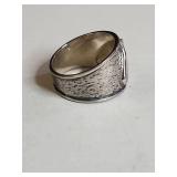 Silpada .925 Sterling Silver Wide Band Ring with Textured Horse Design 8.8g