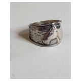 Silpada .925 Sterling Silver Wide Band Ring with Textured Horse Design 8.8g
