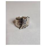 Silpada .925 Sterling Silver Wide Band Ring with CZ Accents 11g