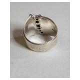 Silpada .925 Sterling Silver Wide Band Ring with CZ Accents 11g