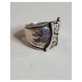 Silpada .925 Sterling Silver Wide Band Ring with CZ Accents 11g