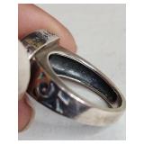 Silpada .925 Sterling Silver Ring with Carved Wood Inlay 8g