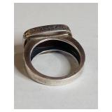 Silpada .925 Sterling Silver Ring with Carved Wood Inlay 8g