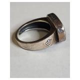 Silpada .925 Sterling Silver Ring with Carved Wood Inlay 8g