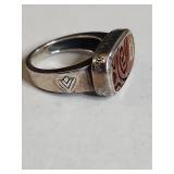 Silpada .925 Sterling Silver Ring with Carved Wood Inlay 8g