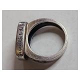 Silpada .925 Sterling Silver Ring with Carved Wood Inlay 8g