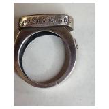 Silpada .925 Sterling Silver Ring with Carved Wood Inlay 8g