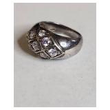 .925 Sterling Silver CZ Dome Ring