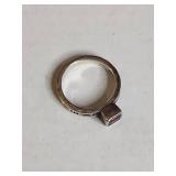 Silpada .925 Sterling Silver Garnet Ring with Ornate Band 3g