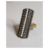 Silpada Pearl and Purple Crystal Statement Ring