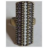 Silpada Pearl and Purple Crystal Statement Ring